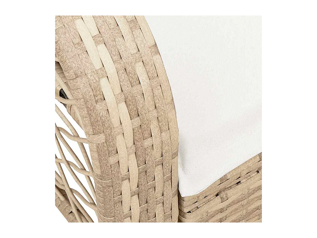 Chaise à bascule de jardin avec coussins beige résine tressée