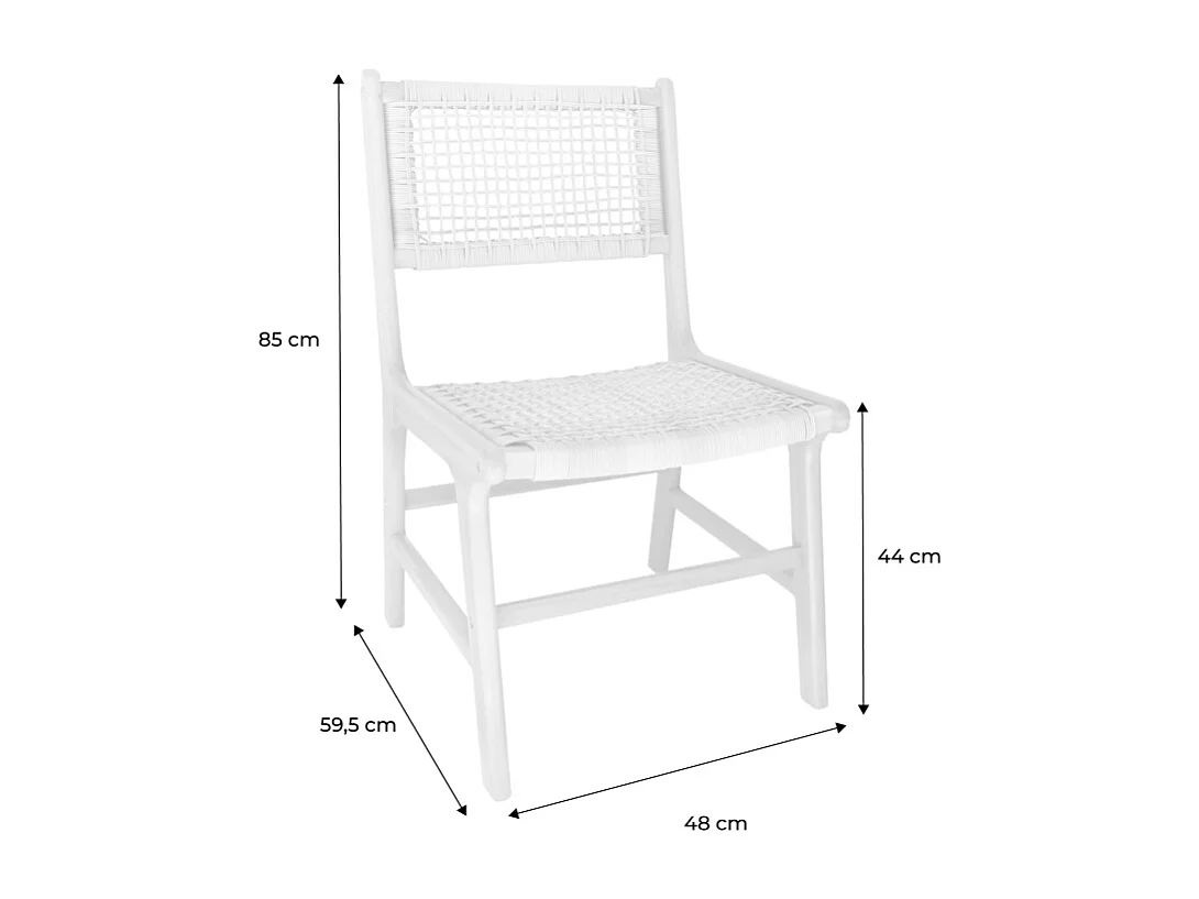 Set 4 sedie da giardino in canna e legno, marrone naturale