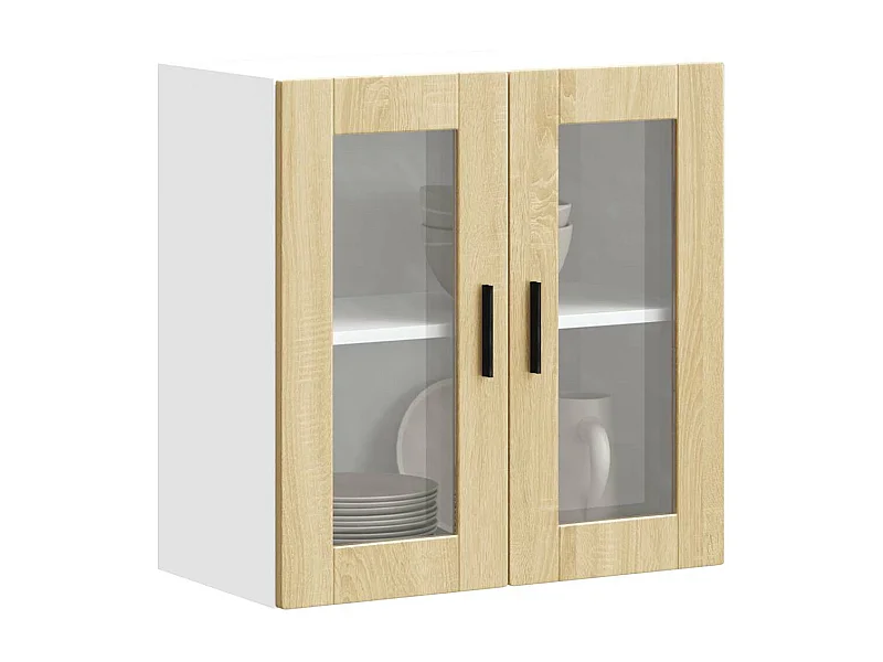 Armario de pared de cocina de roble Porto Sonoma y puerta de vidrio