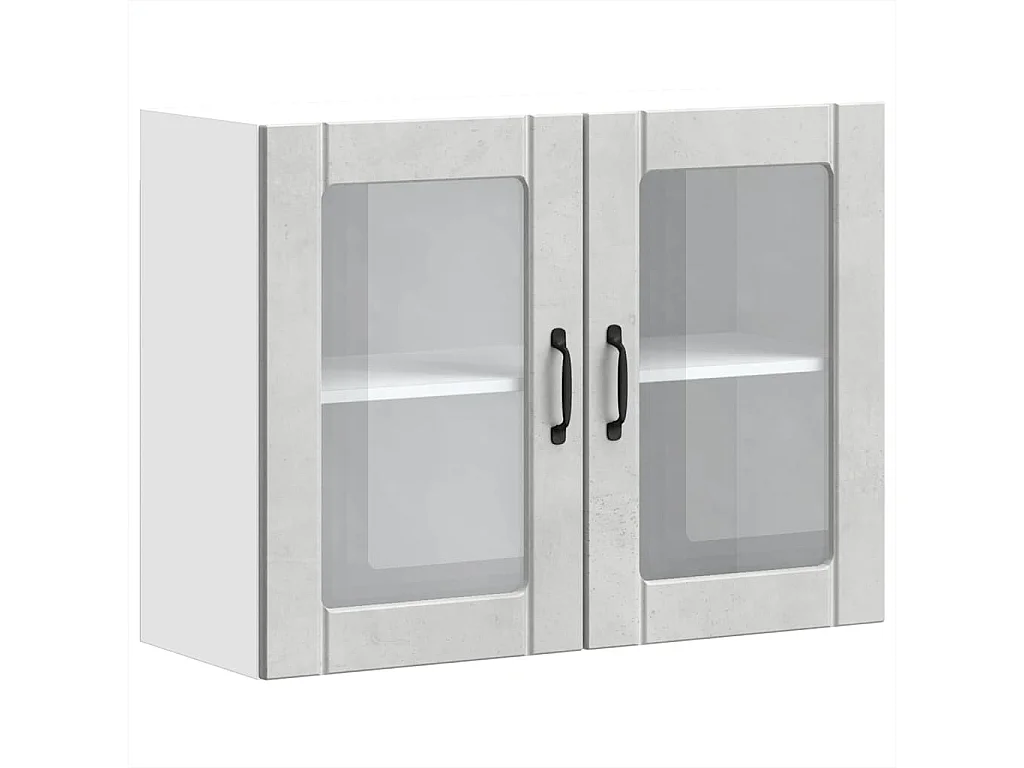 Armoire murale de cuisine avec porte en verre Lucca gris béton