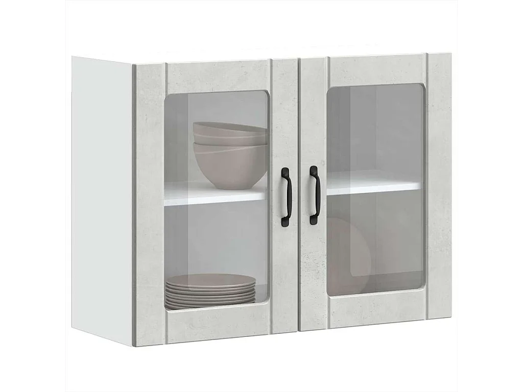 Armoire murale de cuisine avec porte en verre Lucca gris béton