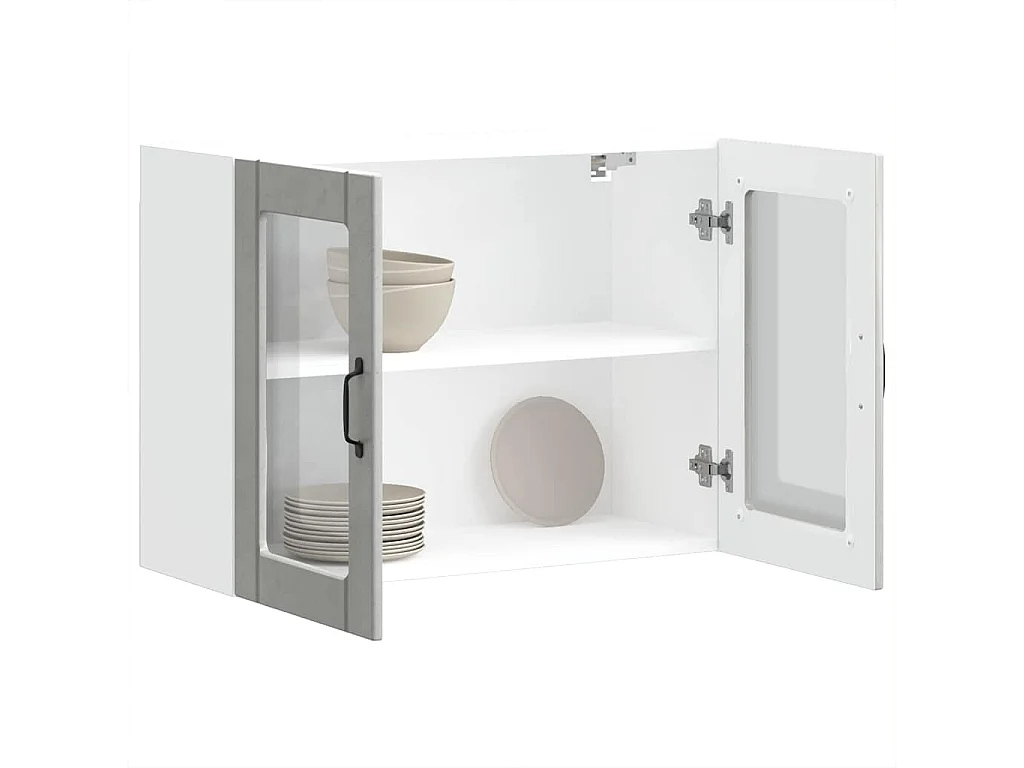 Mueble de cocina de pared de hormigón gris Lucca con puerta de cristal