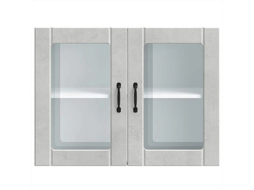 Mueble de cocina de pared de hormigón gris Lucca con puerta de cristal