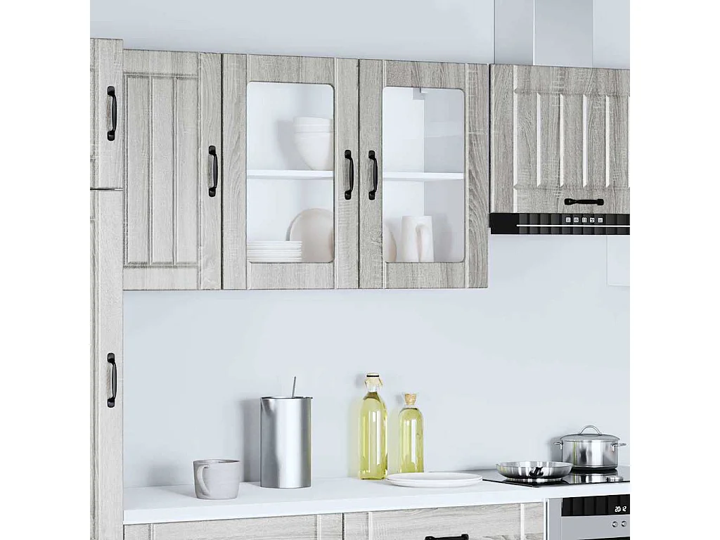 Lucca Sonoma Küchenwandschrank und Glastür, Grau