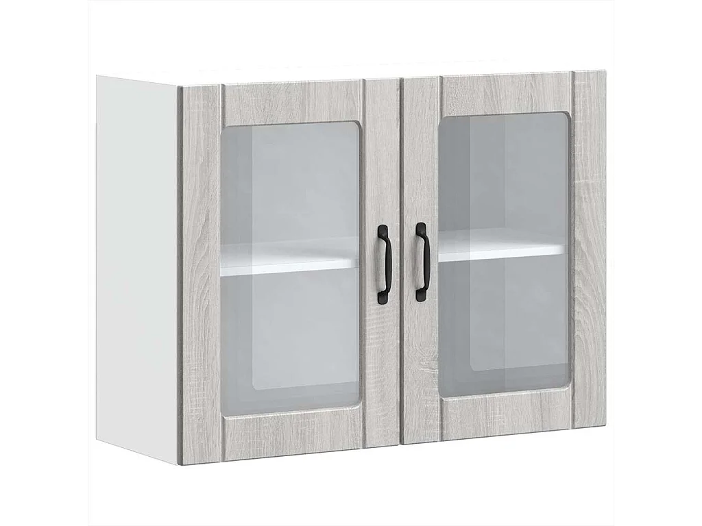 Armoire murale de cuisine et porte en verre Lucca sonoma gris