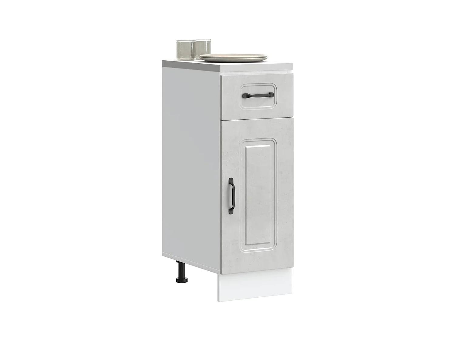 Armoire de cuisine Kalmar gris béton bois d'ingénierie