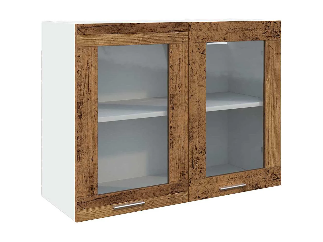 Armoire verre suspendue vieux bois 80x31x60cm bois ingénierie