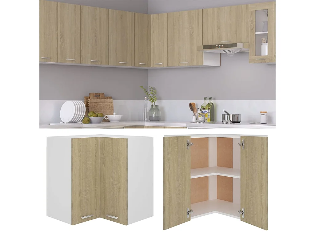 Armoire d'angle suspendue Chêne sonoma Bois d’ingénierie