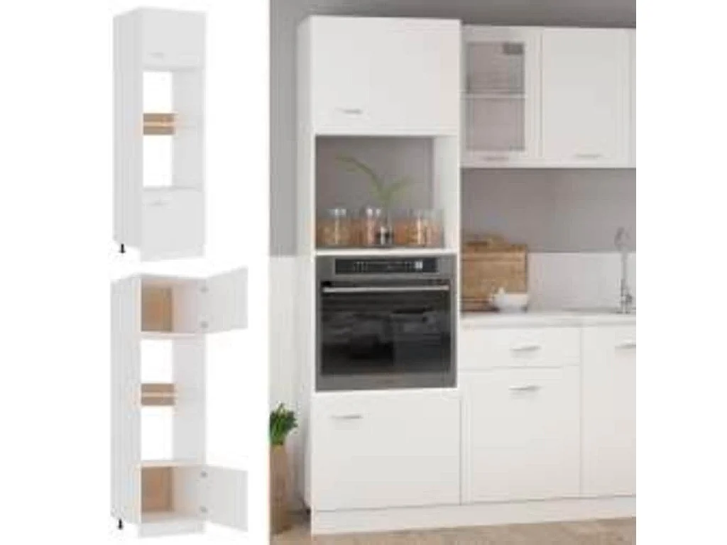 Armoire à micro-ondes Blanc 60x57x207 cm Aggloméré