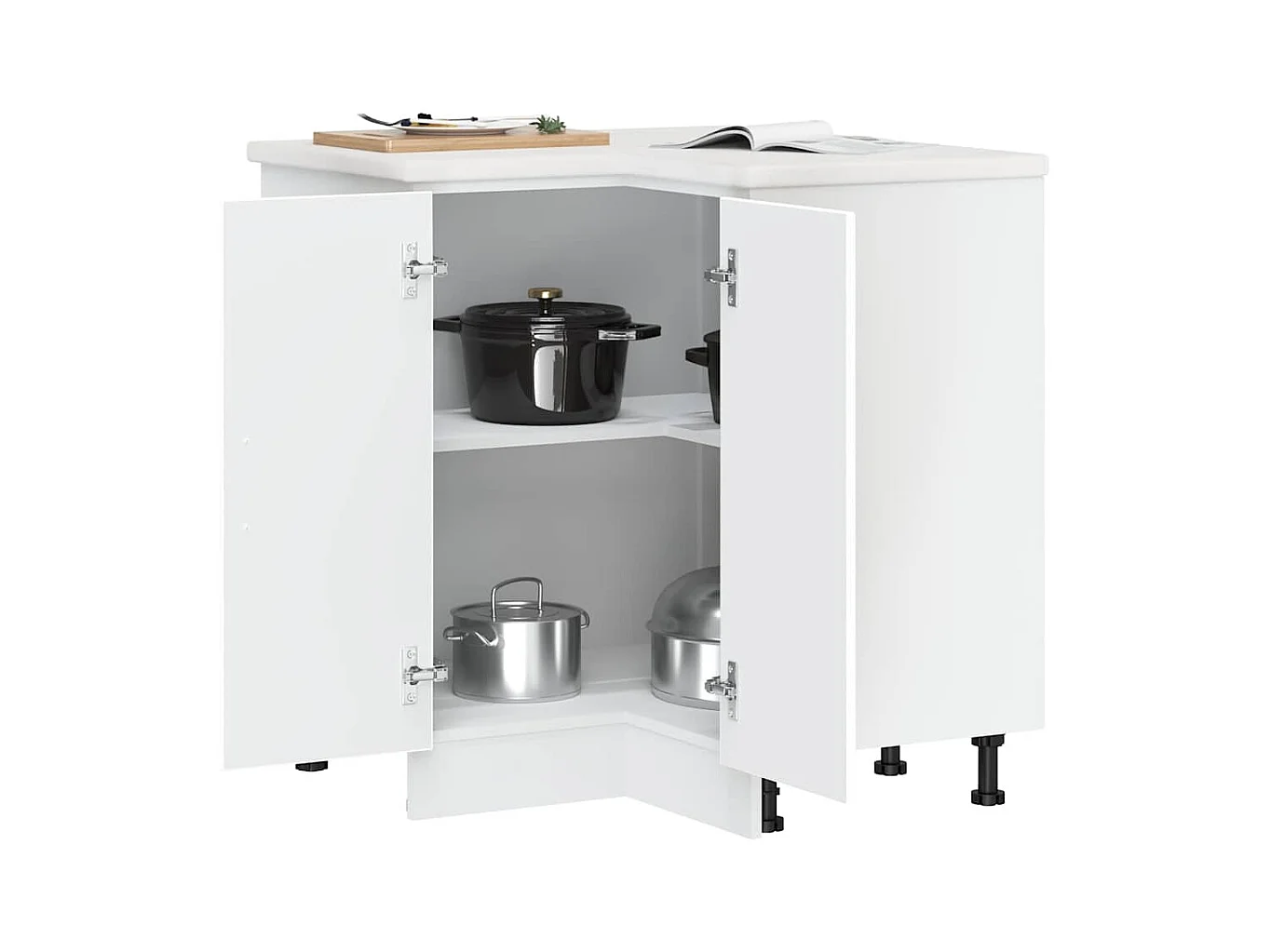 Armoire d'angle de cuisine Kalmar blanc bois d'ingénierie