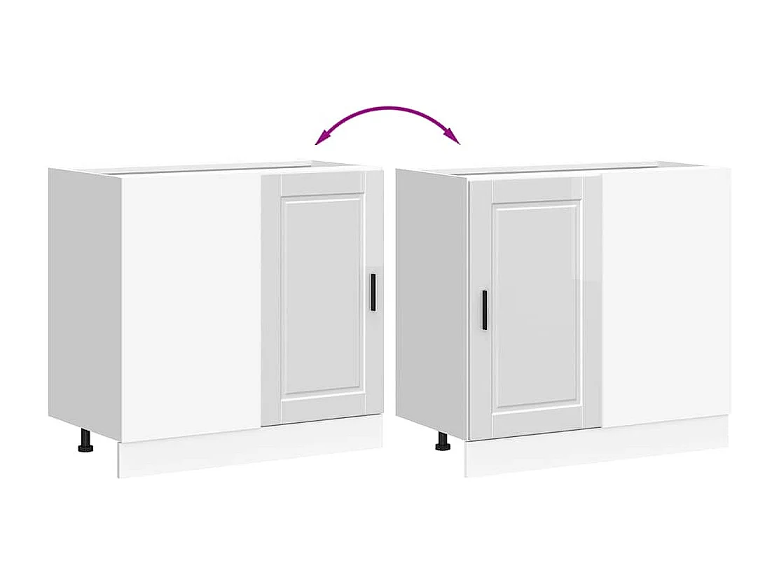 Armoire de cuisine Porto blanc brillant bois ingénierie