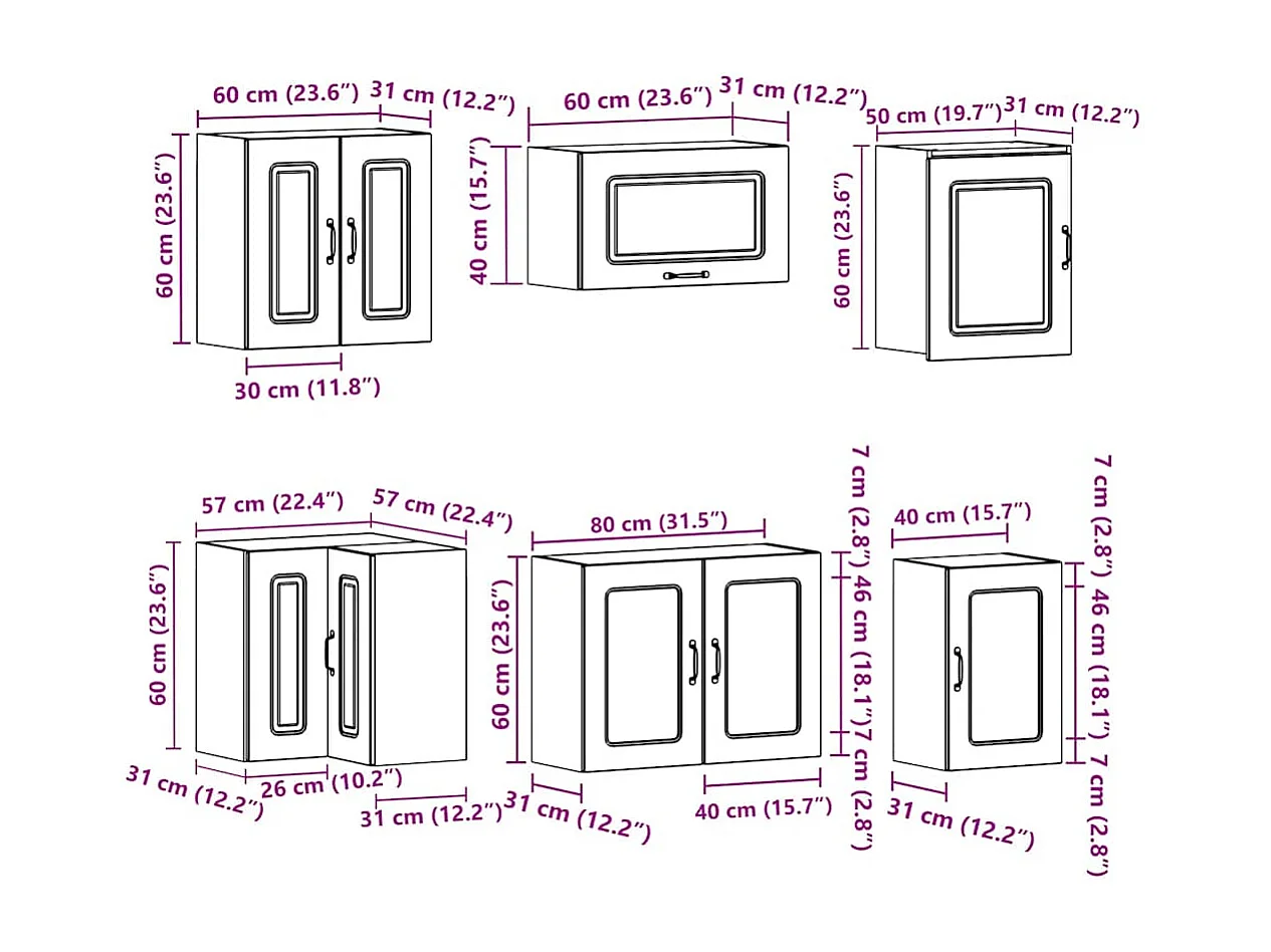 Ensemble d'armoires de cuisine 11 pcs Kalmar bois d'ingénierie