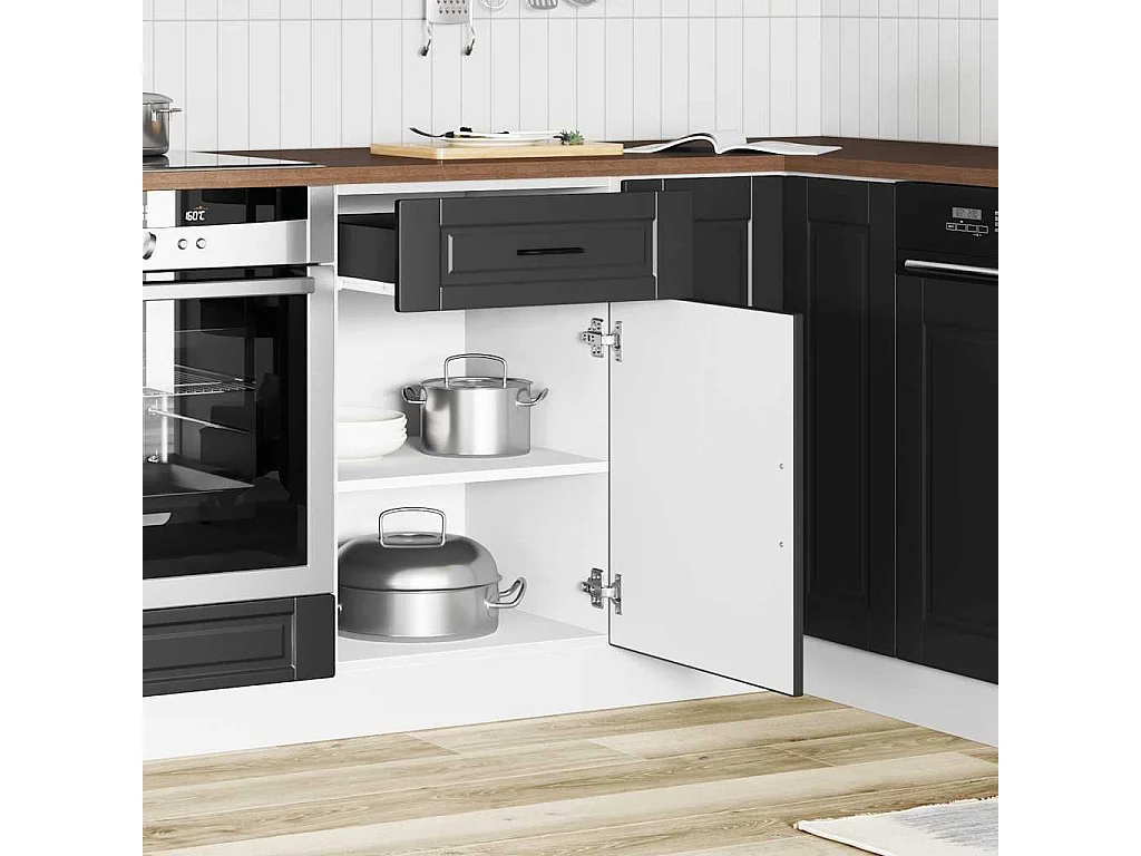 Armoire de cuisine Porto noir bois d'ingénierie