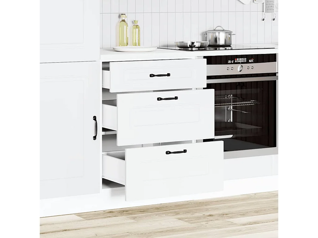 Armoire de cuisine Kalmar blanc bois d'ingénierie