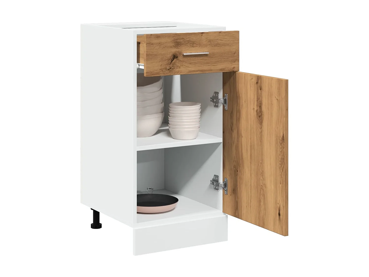 Mobiletto da terra con cassetto, rovere artigianale 40x46x81,5 cm