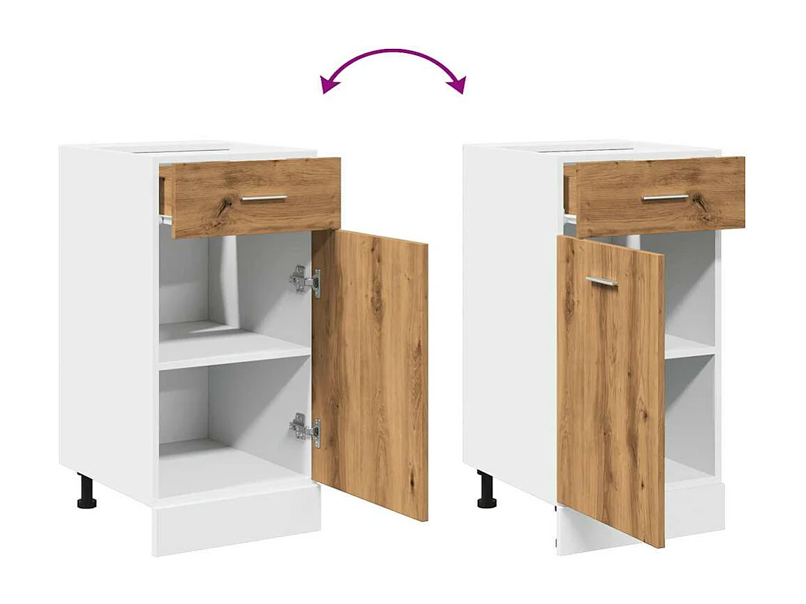 Mobiletto da terra con cassetto, rovere artigianale 40x46x81,5 cm