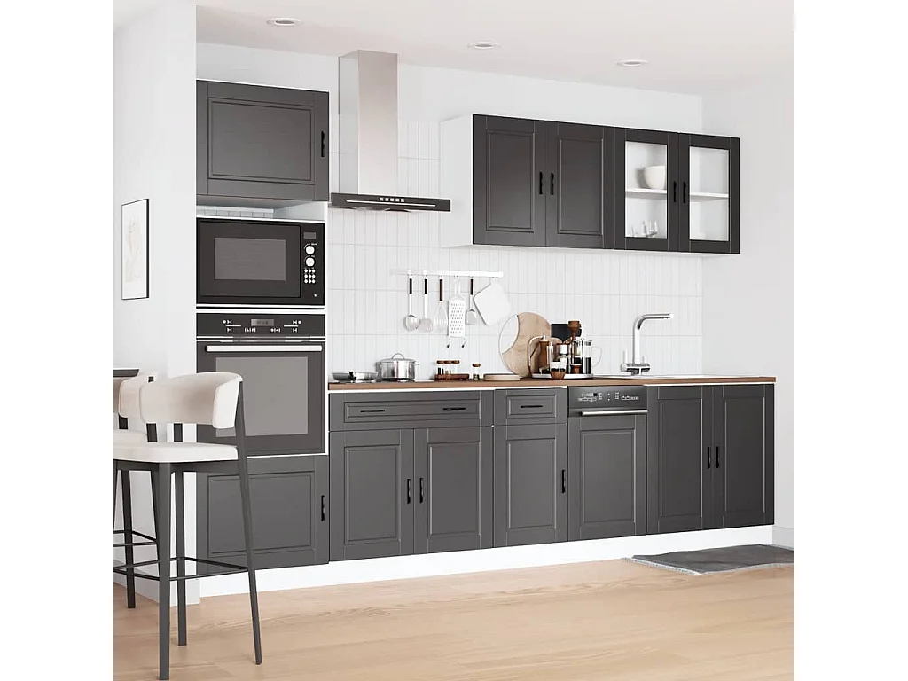 Kalmar 7 pezzi set di mobili da cucina in legno ingegnerizzato