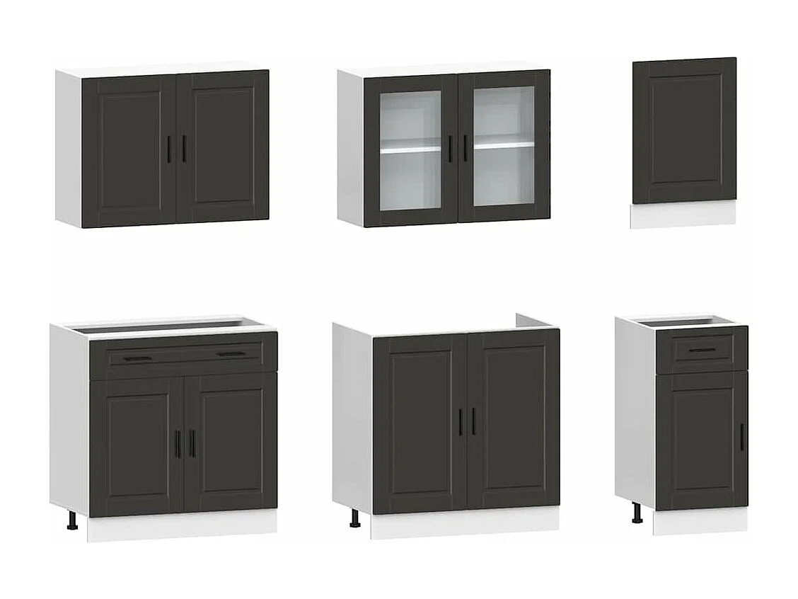 Kalmar 7 pezzi set di mobili da cucina in legno ingegnerizzato