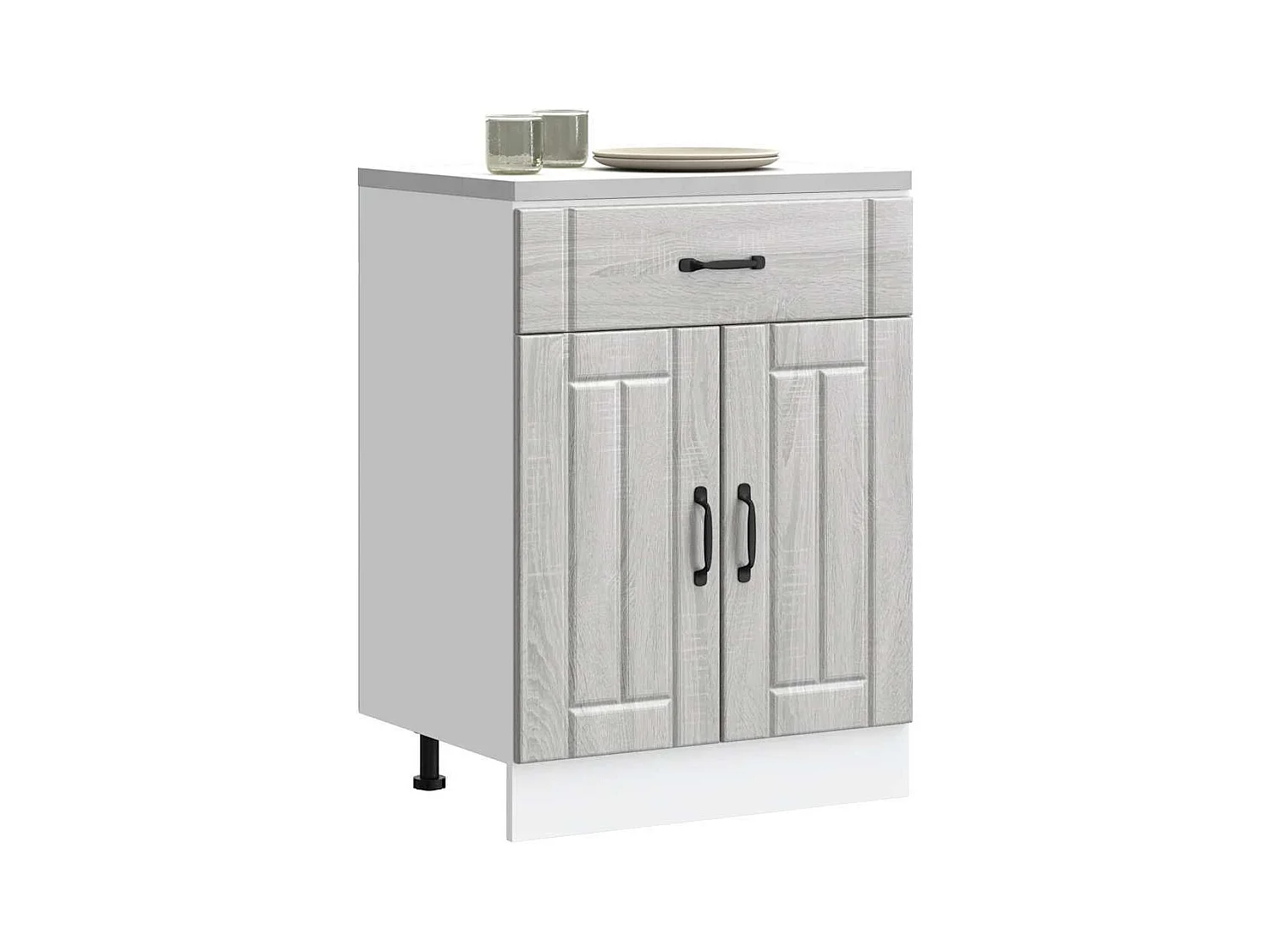 Gabinete de cocina Lucca de madera de ingeniería gris Sonoma