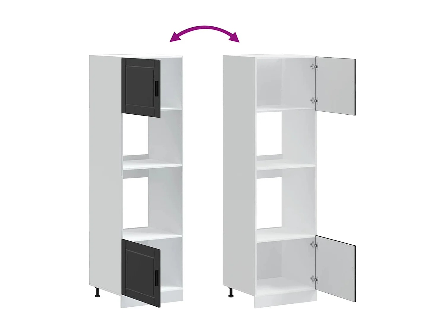 Armoires de four 2 pcs Porto noir bois d'ingénierie