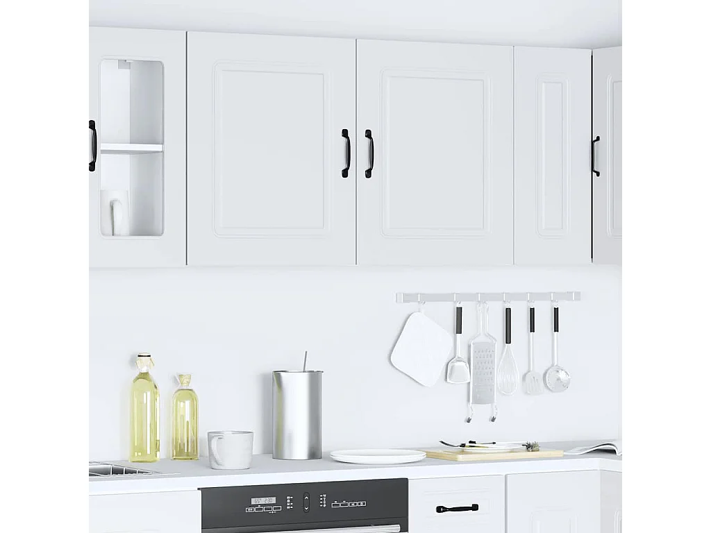 Armoires murales de cuisine 2pcs Kalmar blanc bois d'ingénierie