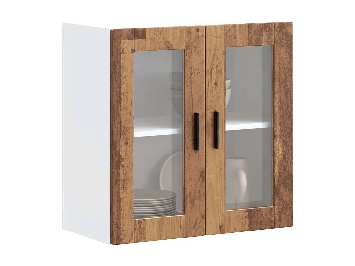 Armoire murale de cuisine avec porte en verre Porto vieux bois