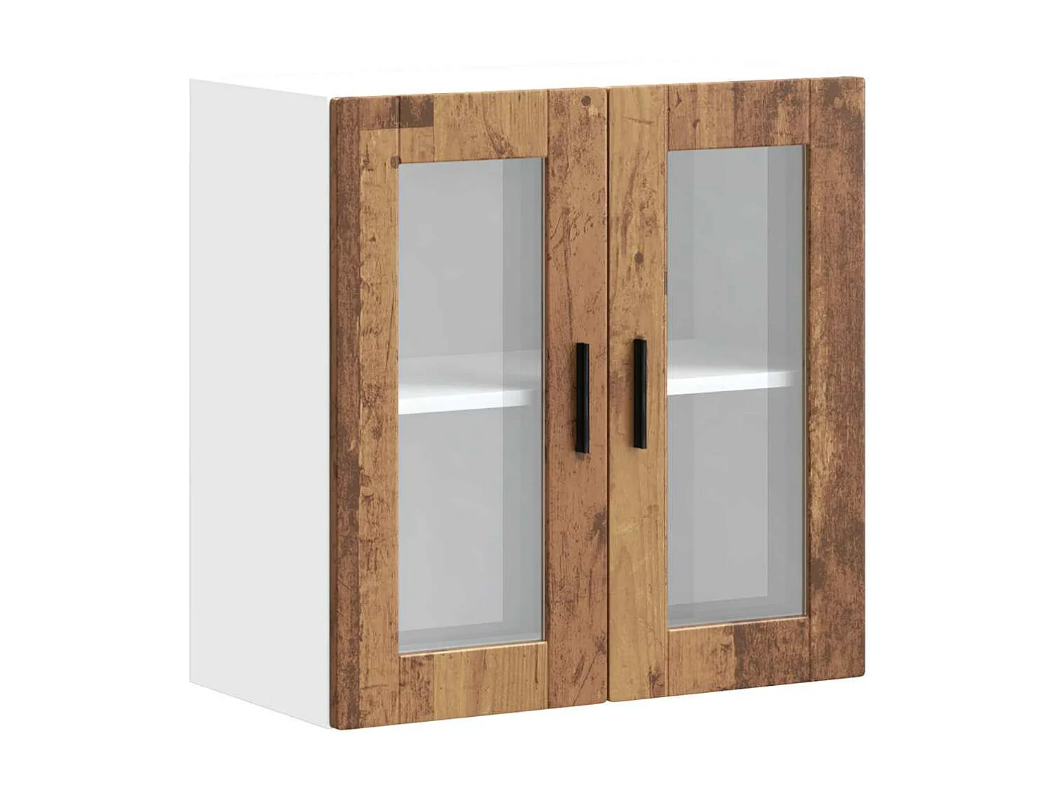Armoire murale de cuisine avec porte en verre Porto vieux bois