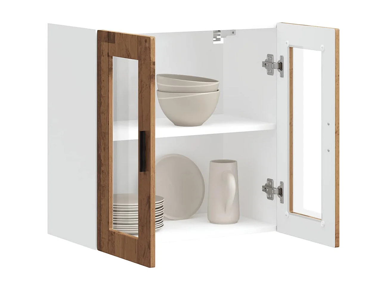 Armoire murale de cuisine avec porte en verre Porto vieux bois