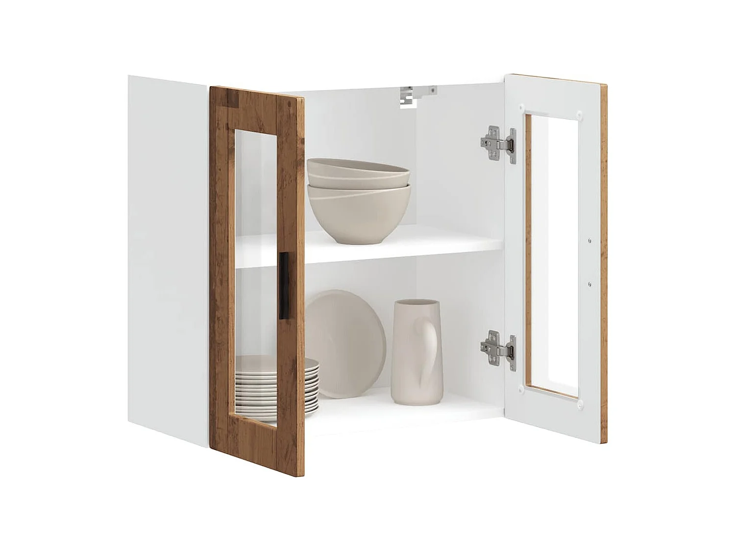 Armoire murale de cuisine avec porte en verre Porto vieux bois