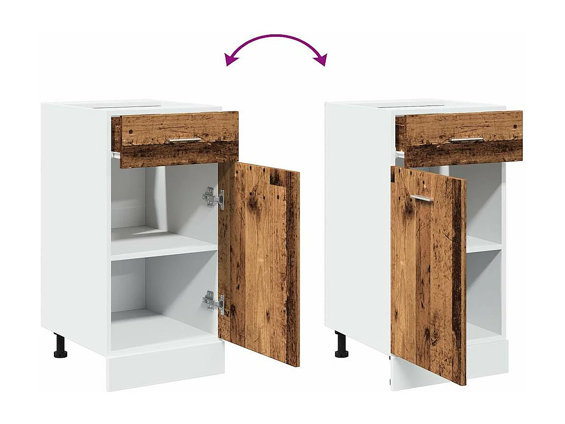 Armoire de plancher à tiroir vieux bois 40x46x81,5 cm