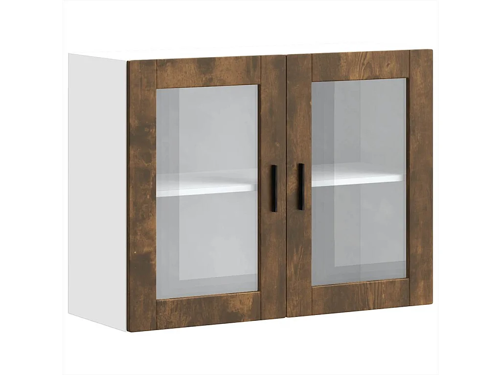 Armoire murale de cuisine avec porte en verre Porto chêne fumé