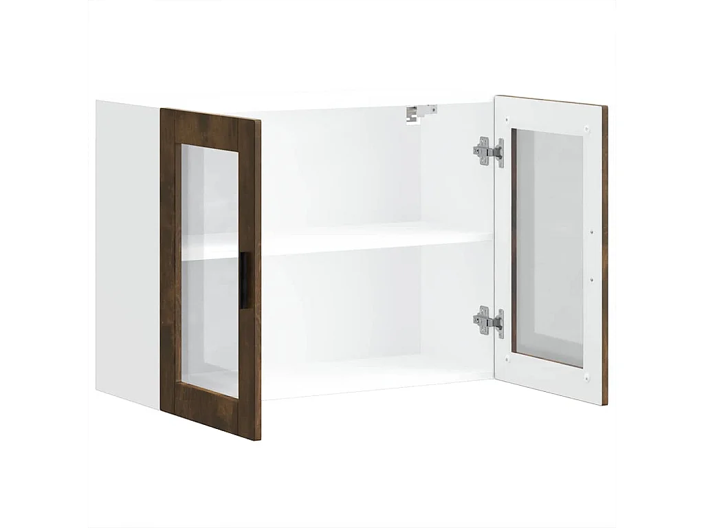 Armoire murale de cuisine avec porte en verre Porto chêne fumé
