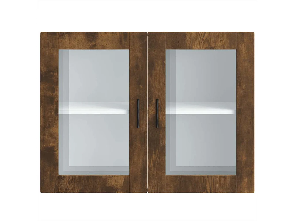 Armoire murale de cuisine avec porte en verre Porto chêne fumé
