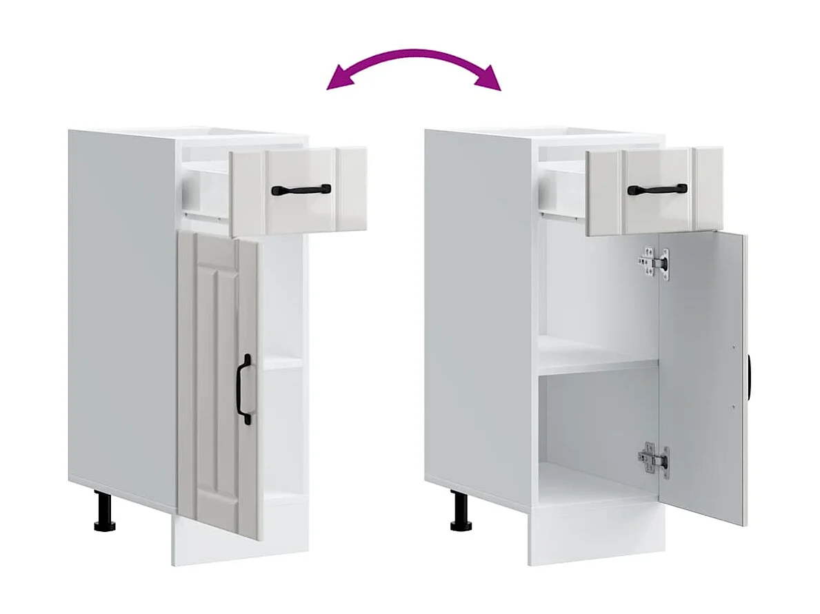 Armoire de cuisine Lucca blanc brillant bois ingénierie