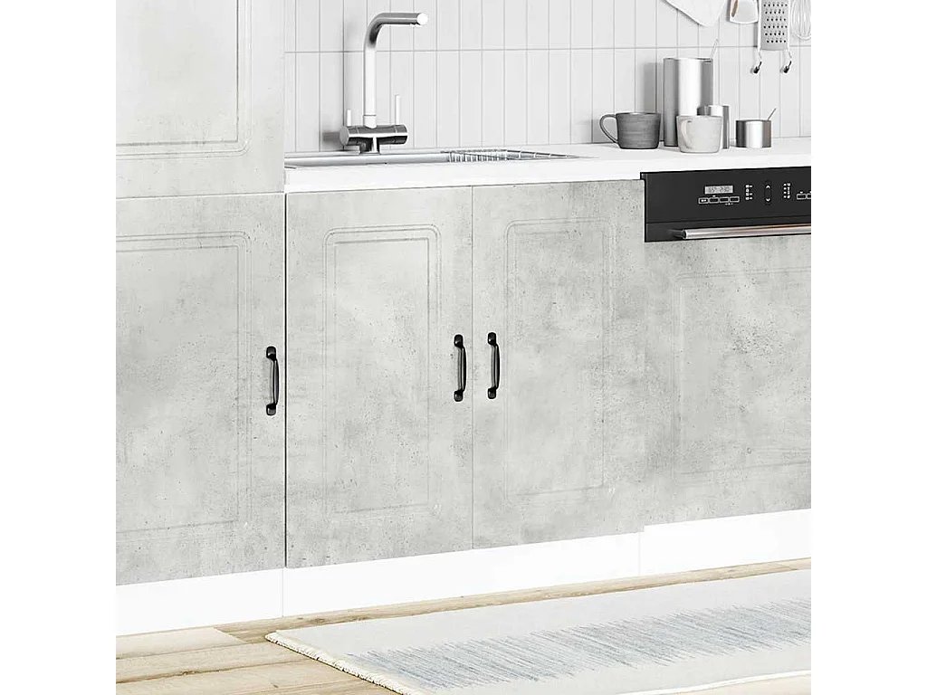 Meuble bas pour évier Kalmar gris béton bois ingénierie