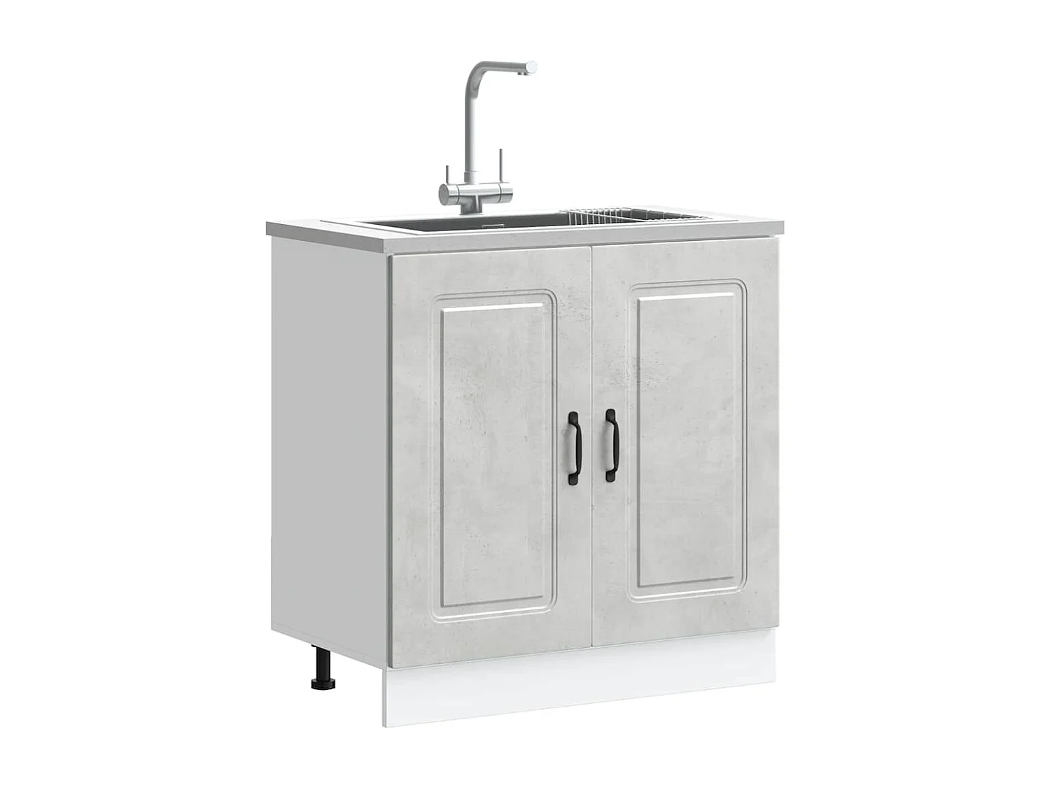 Meuble bas pour évier Kalmar gris béton bois ingénierie