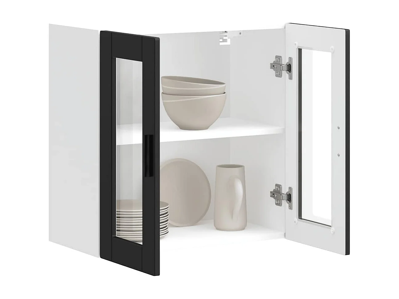 Armoire murale de cuisine avec porte en verre Porto noir