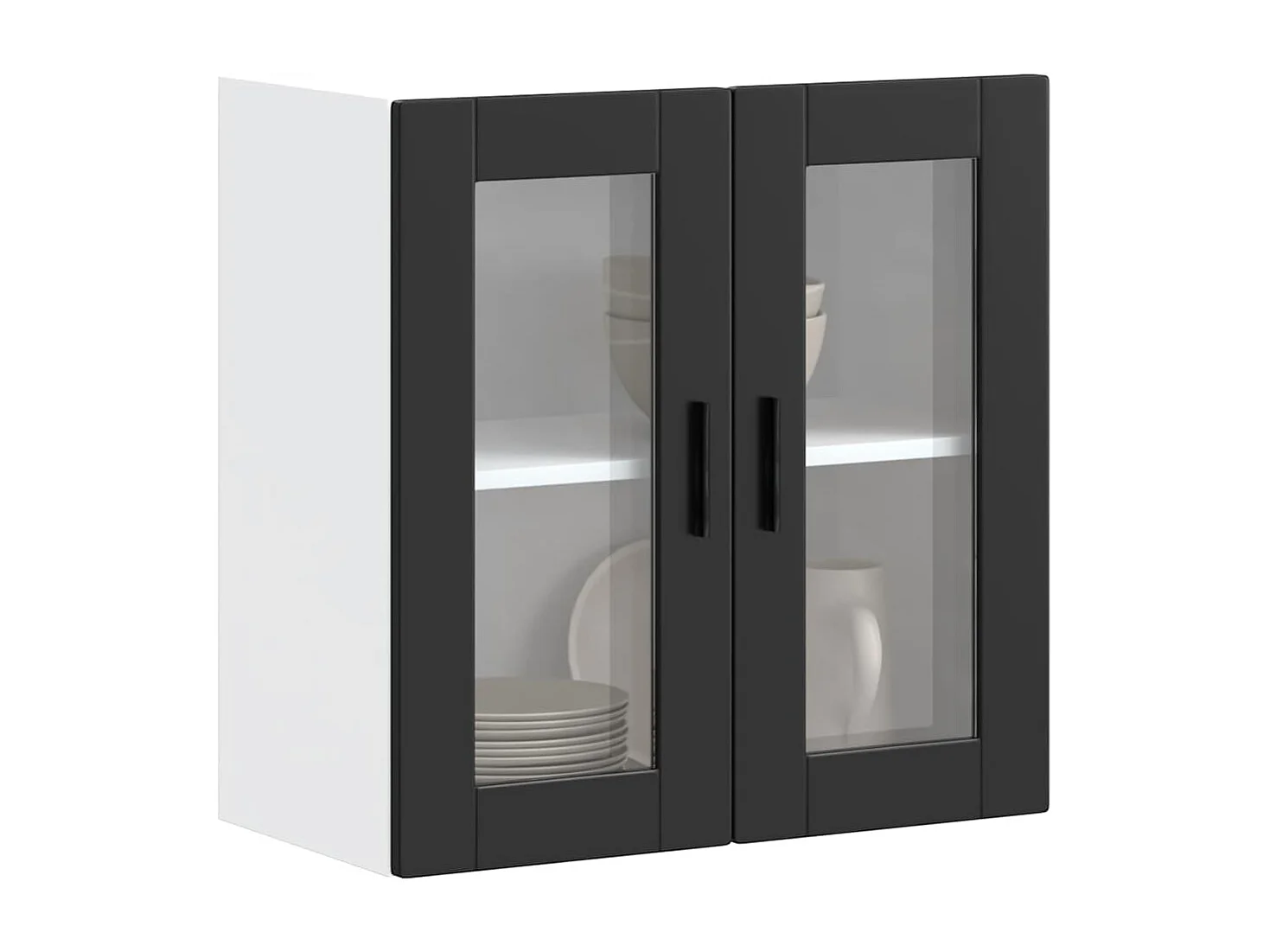 Armoire murale de cuisine avec porte en verre Porto noir