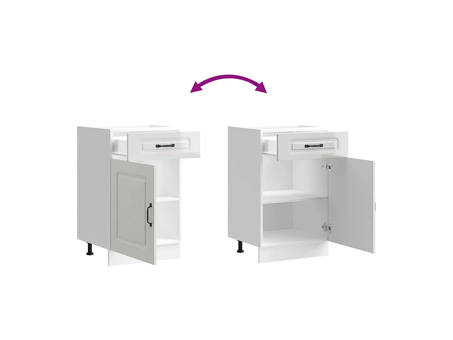 Armoire de cuisine Kalmar blanc brillant bois ingénierie