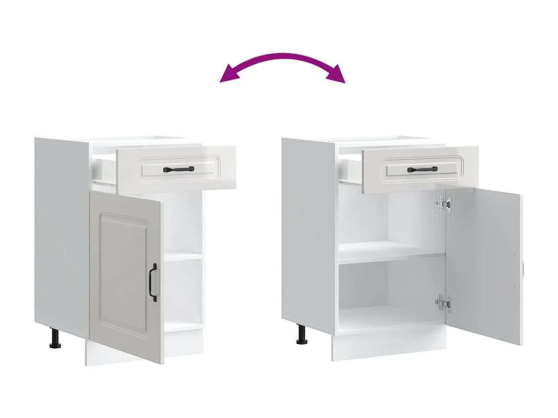 Armoire de cuisine Kalmar blanc brillant bois ingénierie