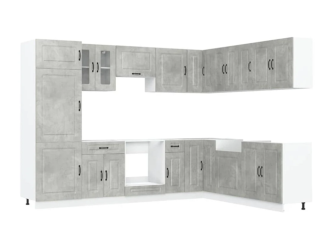 Conjunto de armários de cozinha de madeira projetada Kalmar de 14 peças