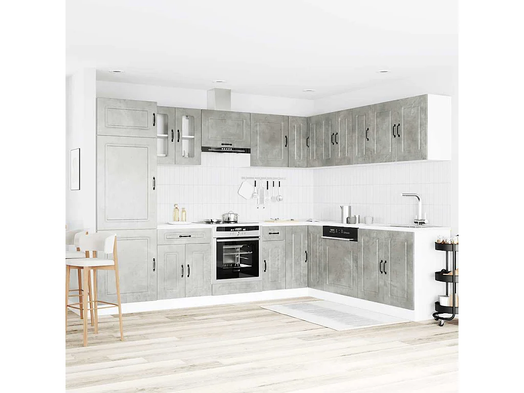 Conjunto de armários de cozinha de madeira projetada Kalmar de 14 peças