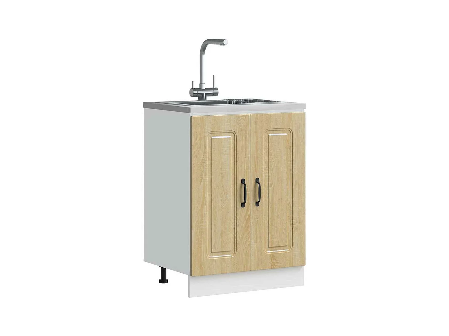 Meuble bas pour évier Kalmar chêne sonoma bois d'ingénierie