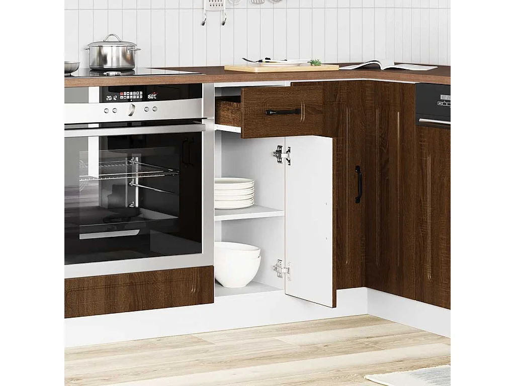 Armoire de cuisine Kalmar chêne marron bois d'ingénierie