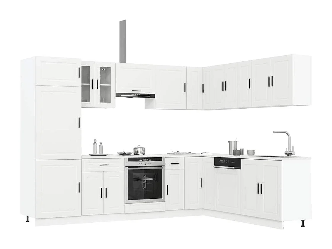 Conjunto de armários de cozinha de madeira projetada Porto 14 peças