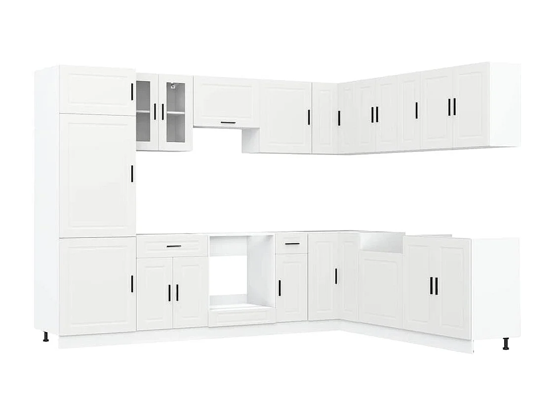 Conjunto de armários de cozinha de madeira projetada Porto 14 peças