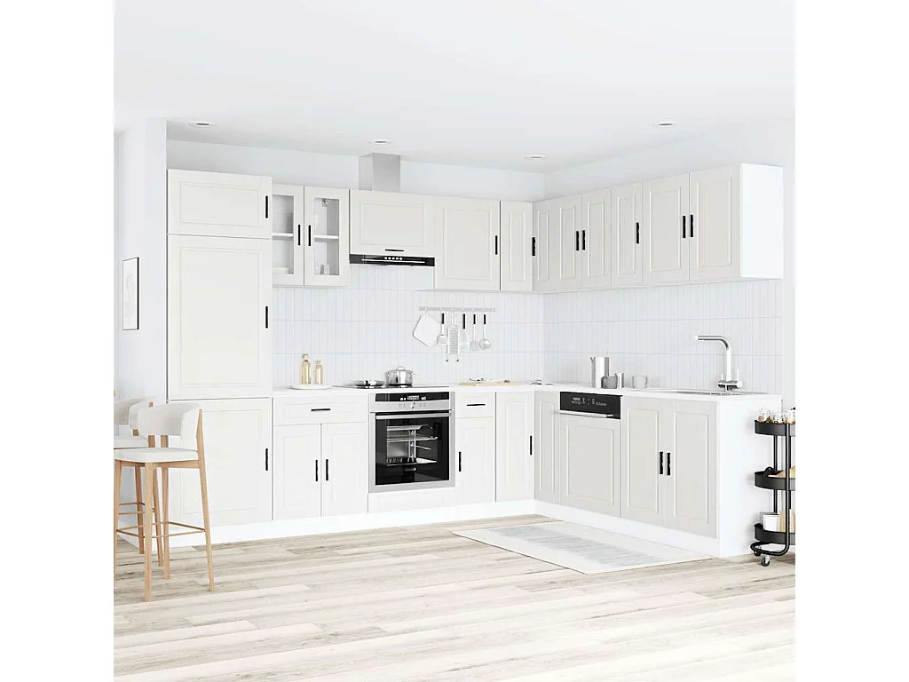 Conjunto de armários de cozinha de madeira projetada Porto 14 peças