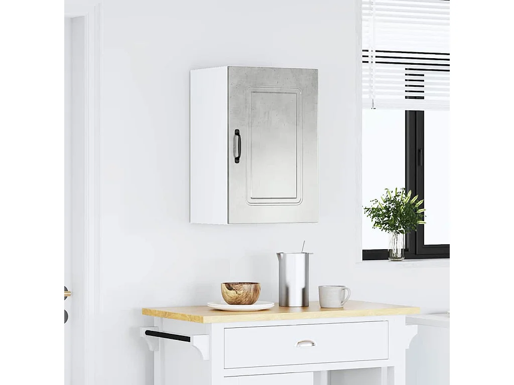 Armoire murale de cuisine Kalmar gris béton bois d'ingénierie