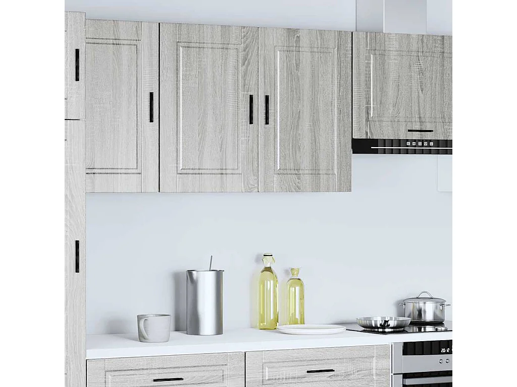 Gabinete de pared para cocina de madera de ingeniería gris Porto Sonoma