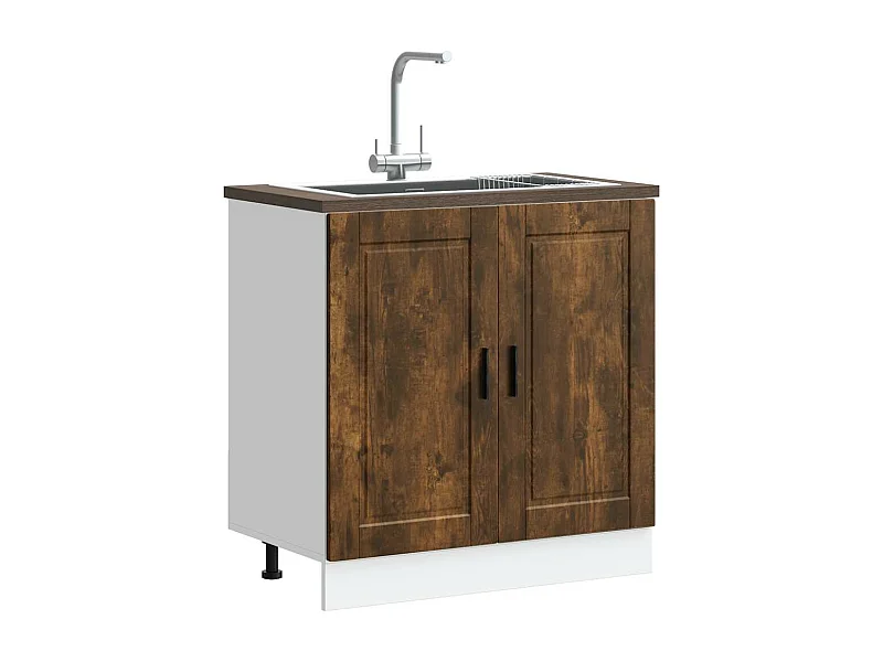 Meuble bas pour évier Porto chêne fumé bois ingénierie